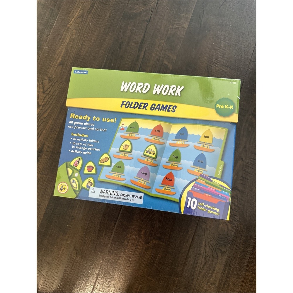 Lakeshore Word Work Folder Games PreK-K Complete Kit NEW SEALED Condition